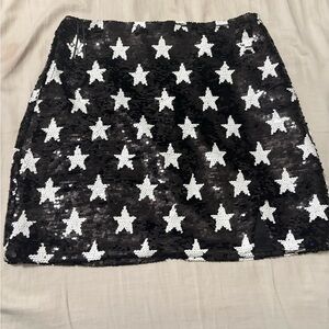 Black and White Star Sequin Skirt